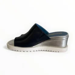 Marco Moreo Navy Toe Post Wedge Sandal