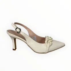 Marco Moreo Off White Patent Leather Sling Back