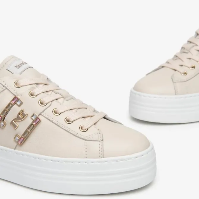 Nerogiardini Beige Leather Trainer