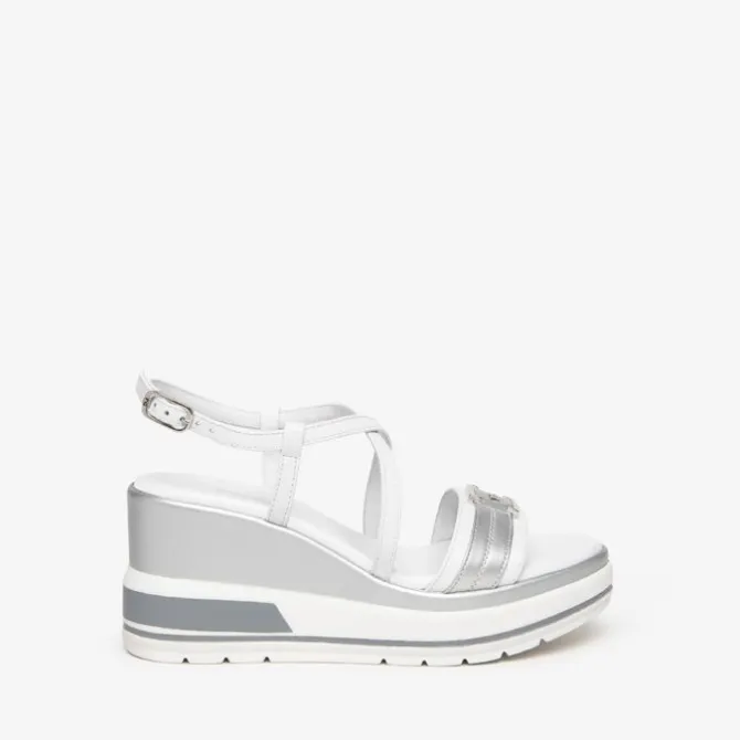 Nerogiardini White And Silver Platform Sandal