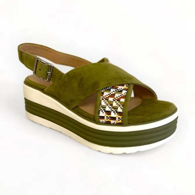 Regarde Le Ciel Sheyla Raffia Khaki Sandal