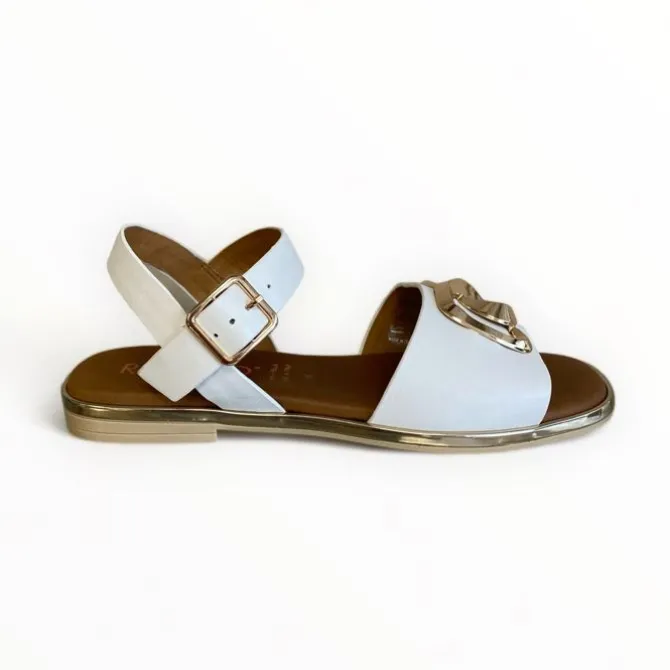 Repo White Leather Flat Sandal