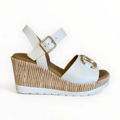 Repo White Leather Wedge Sandal
