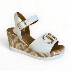 Repo White Leather Wedge Sandal