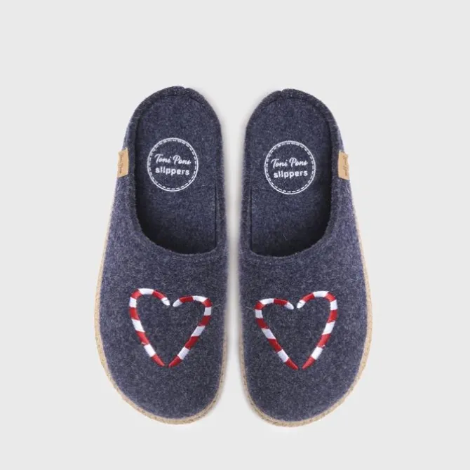 Toni Pons Miri-Nd Navy Felt Slippers